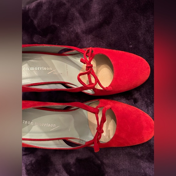 Sigerson Morrison red suede shoes 6.5 - Picture 3 of 5